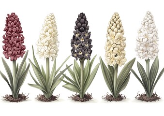 Obraz premium Spring Hyacinth Collection, Botanical Illustration