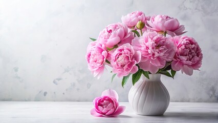 Elegant Pink Peony Bouquet Vase, Abstract Floral Mockup,  Floral Photography, Pink Flower Background