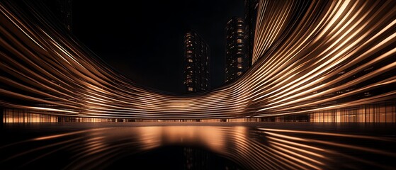 Architectural shot of futuristic glass high-rise with curved reflections, ultra-sharp details in modern cityscape