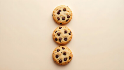 the chocolate chip cookies on a white background, with copy space
