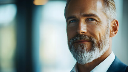 Obraz premium Business leadership insights charismatic executive portrait modern office environment professional photography close-up view