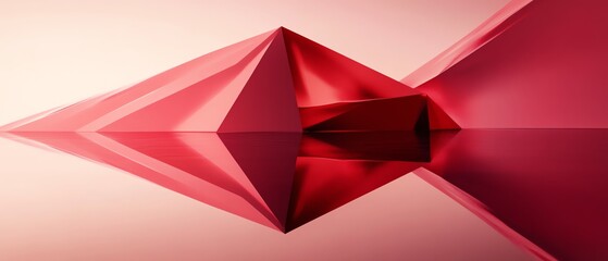Fototapeta premium Abstract Red Geometric Shape and Reflection