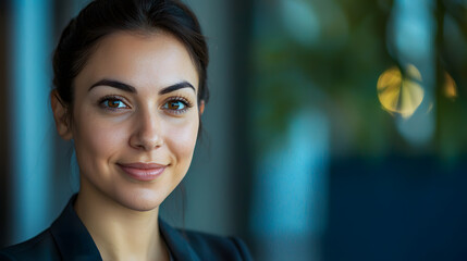 Fototapeta premium Empowering business leadership professional woman in corporate environment portrait photography urban office confident expression
