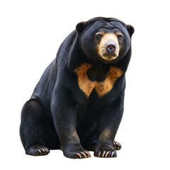 Fototapeta premium Rare and magnificent Sun bear isolated on white background, tropical rainforest species stock photo 