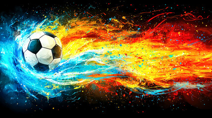 Fototapeta premium Fiery Soccer Ball: Abstract Sports Artwork