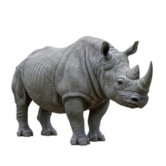 Obraz premium Rare Javan rhinoceros isolated on white background, high-resolution wildlife stock image 