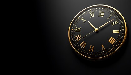 Gold Clock on Dark Background