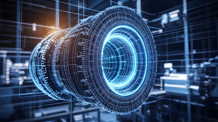 Futuristic Digital Abstract Render With Blue Glowing Light And