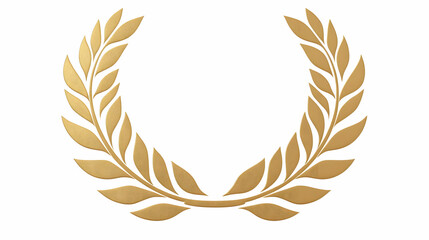 Golden Laurel Wreath Isolated on White Illustrative Symbol of Victory