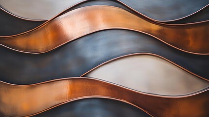 Modern Metal Waves: Copper and Steel Geometric Art 