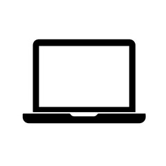 Black Laptop Icon on White Background  