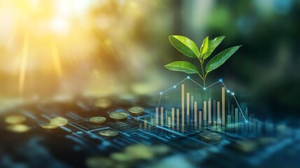 Finance and money technology background concept of business prosperity and asset management  Creative graphic show economy and financial growth by investment in valuable asset to g