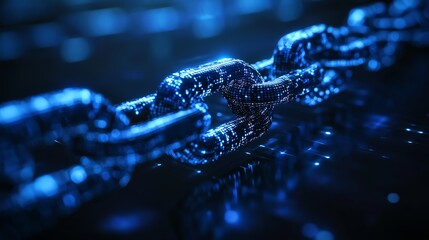 Concept of Blockchain Technology showcasing secure and decentralized transactions in a futuristic minimalist design