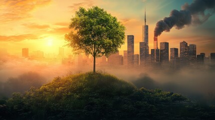 Naklejka premium Carbon neutrality strategies for emissions reduction and corporate responsibility.
