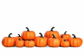 Photo of Group of Bright Orange Pumpkins on a White Background
