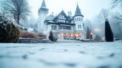 Fototapeta premium Majestic winter mansion