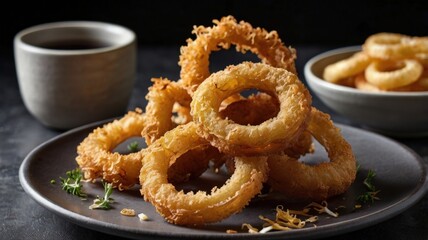 Crispy Fried Onion Rings,Golden Brown,Food Photography