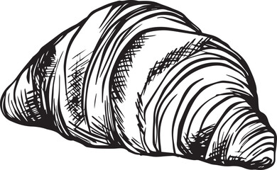 Fototapeta premium hand-drawn perfect line croissant vector black-white for design menus and tabelle