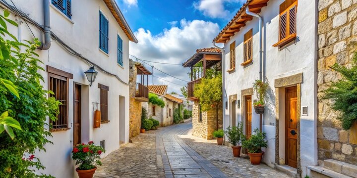 Omodos Village Cyprus Street Photography, Long Exposure Night, Charming Cypriot Village Streetscape, Stone Buildings, Twilight, Night Photography