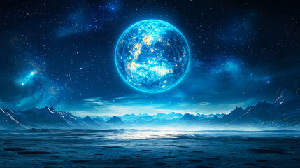 Celestial Landscape: An Alien Planet's Serene Night