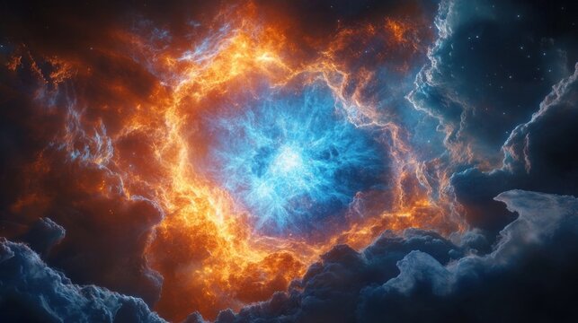 blue supergiant star depicting its intricate surface details and surrounding clouds of gas