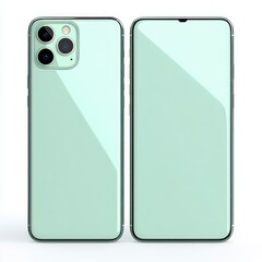 Minimalist Smartphone Design Soft Pastel Green Glossy Finish Front and Back View