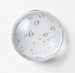 Clear Gel Serum Texture with Bubbles in Minimalist Composition for Skincare and Cosmetic Use on White Background