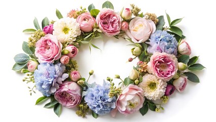 Surreal Floral Wreath: Peonies, Roses, Hydrangeas - Dreamlike Bloom Photography