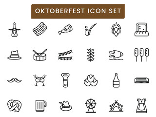 oktoberfest icon set line style