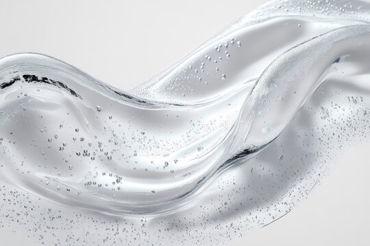 Transparent gel liquid texture for skincare serum and beauty cream with bubbles and abstract liquid background