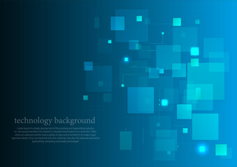 Abstract of blue line and square connection engineering technology concept, vector background