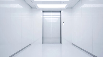 modern, high speed medical facility elevator with sleek, sterilized white interior, designed for efficiency and cleanliness