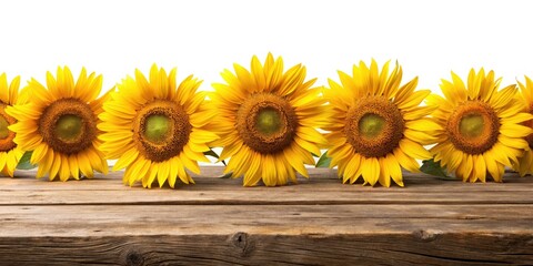 Obraz premium Sunflowers on Rustic Wooden Table - Summer Still Life Photography