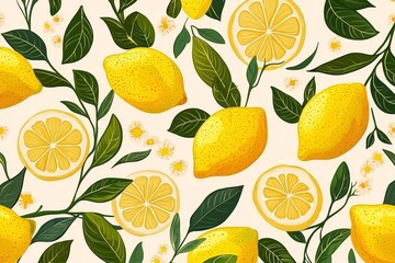 Obraz premium Whimsical Seamless Lemon Pattern for Nursery Decor
