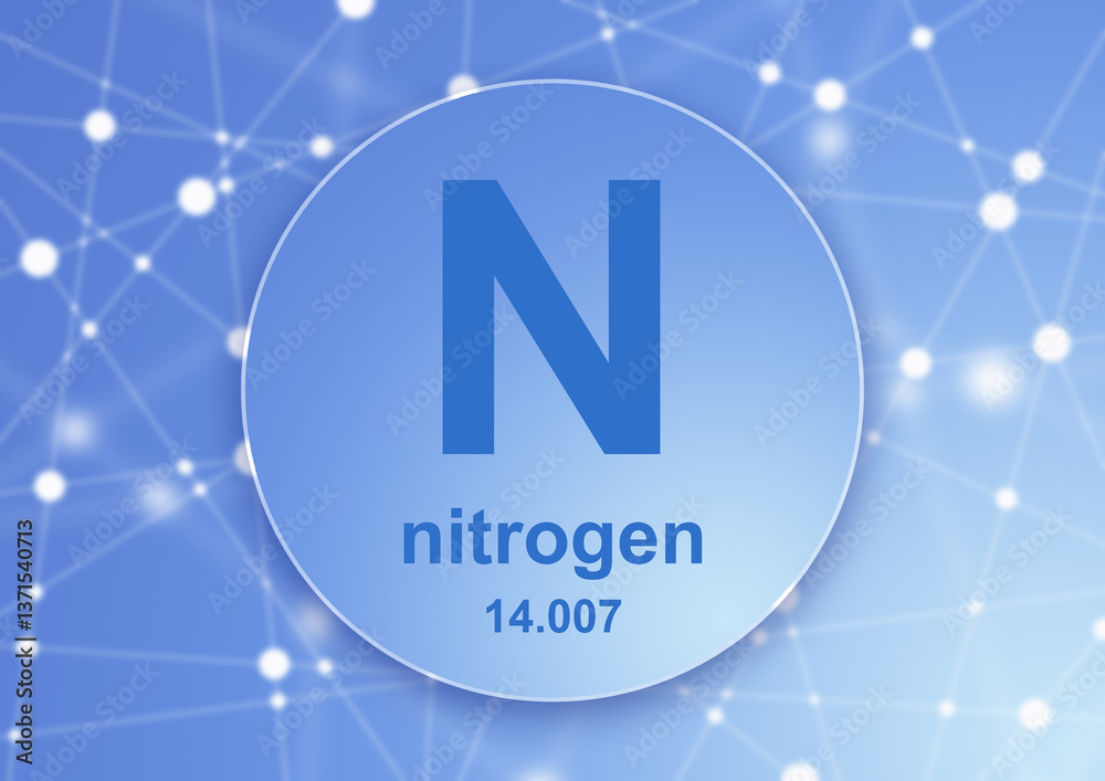 Fototapete nitrogen logo. chemical form of element on periodic table. nitrogen symbol and number. scientific te
