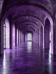 Obraz premium Purple Arches Hallway Perspective