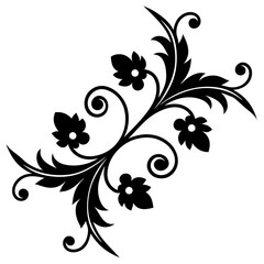 floral ornament scroll silhouette  on a white background   