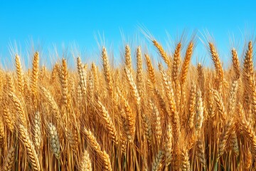 Fototapeta premium Golden Wheat Field Under Clear Sky