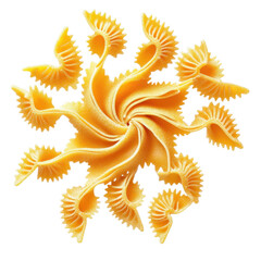 Fototapeta premium Pasta Sunburst: A creative arrangement of pasta, forming a sunburst pattern, showcasing the beauty and versatility of Italian cuisine.