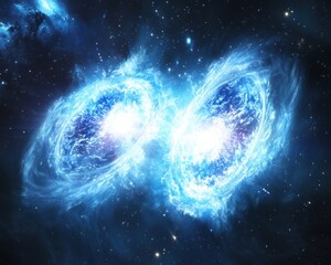 double neutron star merger showcasing an explosion of energy and particles