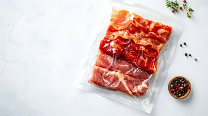 Sliced red meat vacuum packed ready for cooking preparations