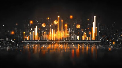 Abstract Digital Visualization of Sound Waves and Data Connections