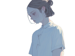 Fototapeta premium 静かに佇むショートヘアの女性 Quiet Short-Haired Woman Standing Still