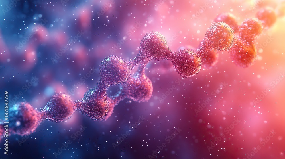 Wall mural a rotating protein structure on a gradient background, ideal for scientific projects.