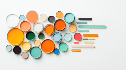 Colorful paint swatches arranged on white background