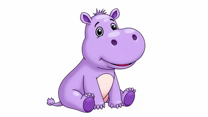 Fototapeta premium adorable purple baby hippopotamus cartoon
