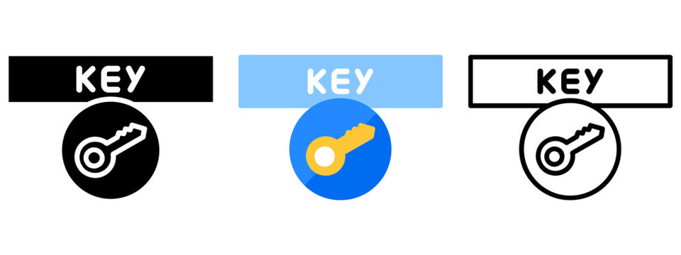 Key Web Interface Button Icon, Collection of Line, Glyph and Flat, Line, Glyph, Flat, Set of Line Glyph and Flat Icon