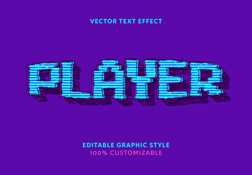Blue And Purple Distorted Line Rough Text Effect