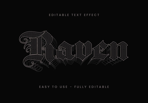 Dark Grey Intricate Gothic Ornate Style Text Effect