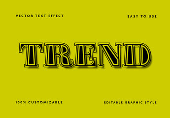 Black and Green Bold Vintage Outlined Font Curved Retro Text Effect